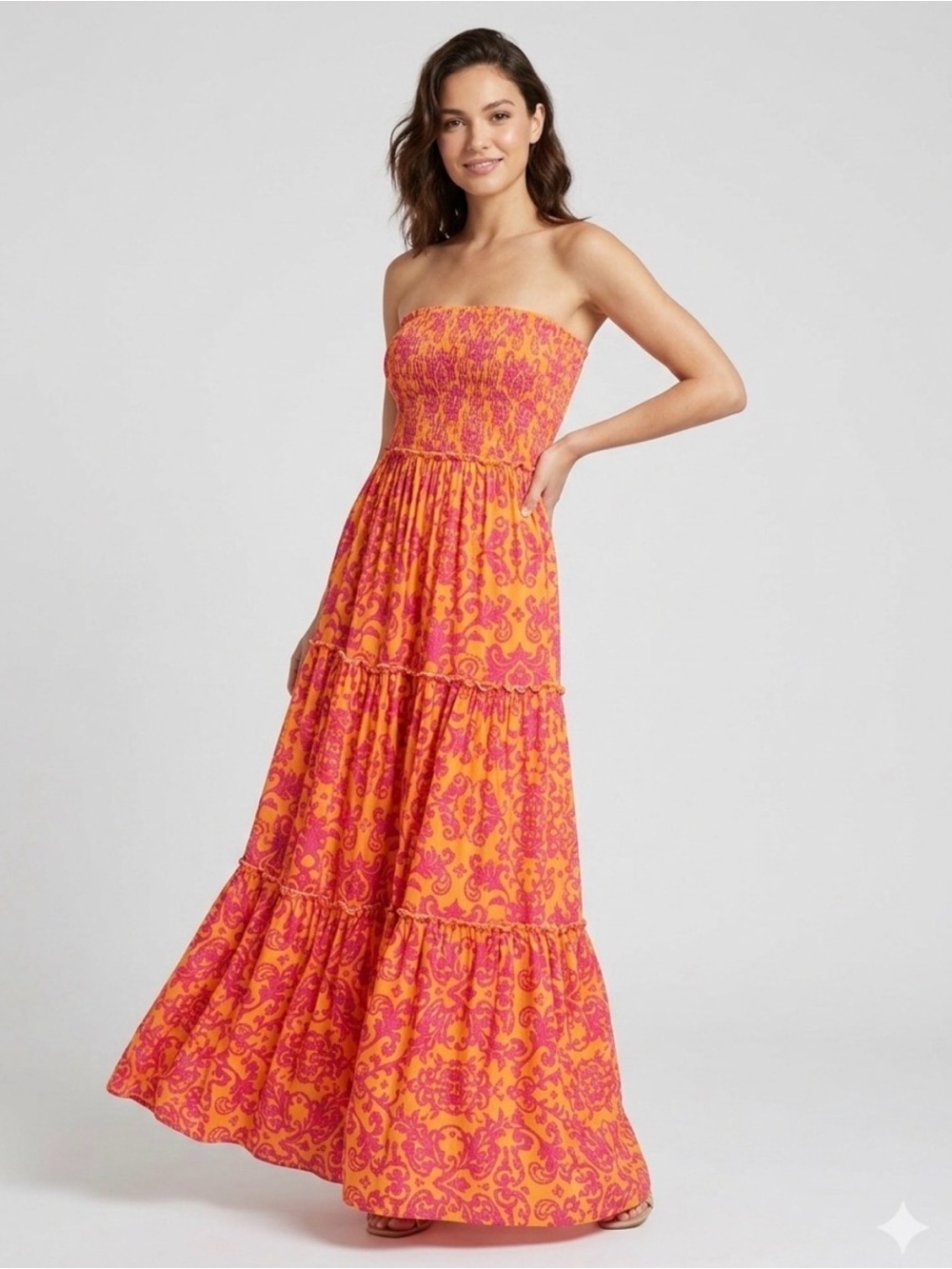 Anthropologie ABLE The Label Bondi Smocked Strapless Maxi Dress Medium